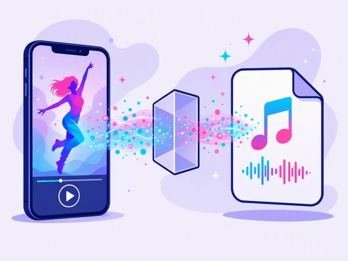 A TikTok video on a smartphone being converted into MP3 audio files